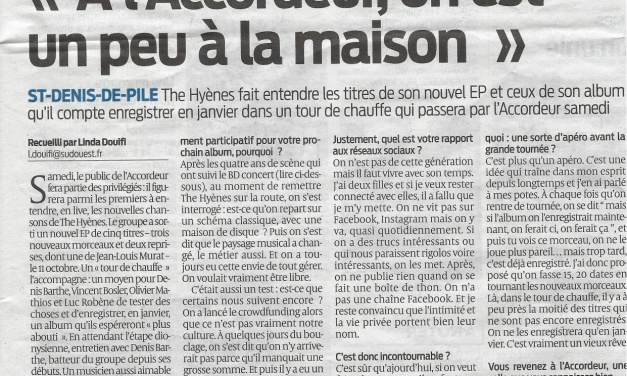 Article – The Hyènes : « À l’Accordeur on est un peu comme à la maison » !