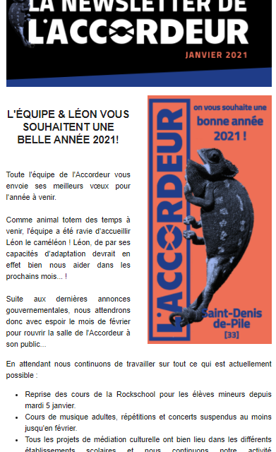 Consultez la newsletter Janvier 2021