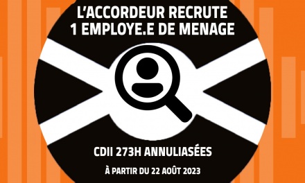 L’Accordeur recrute un.e employé.e de ménage